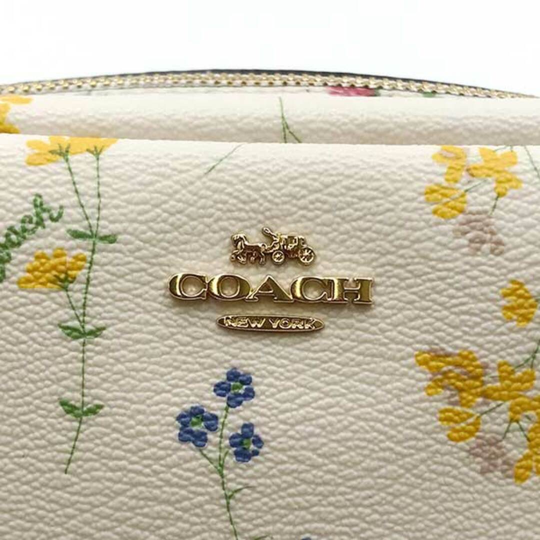 超美品 COACH コーチ ポーチ フローラルプリント 花柄 フラワー コスメポーチ 化粧ポーチ ホワイト アイボリー レディース 小物入れ ファッション C0039 USED 7