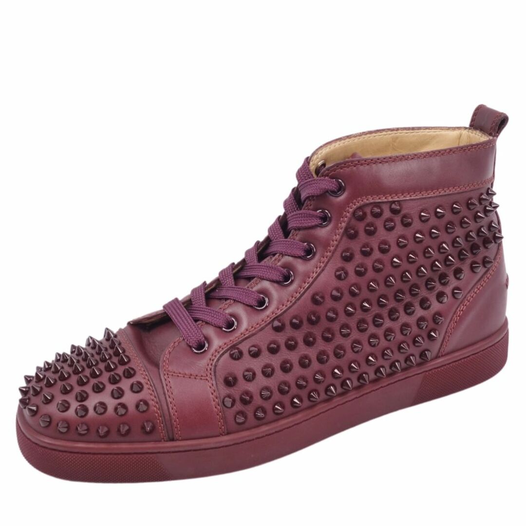 美品 クリスチャンルブタン Christian Louboutin スニーカー LOUIS SPIKES ハイカット カーフレザー シューズ 靴 メンズ  42(27cm相当) ボルドー約10cm