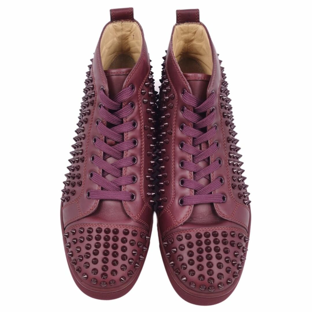 美品 クリスチャンルブタン Christian Louboutin スニーカー LOUIS SPIKES ハイカット カーフレザー シューズ 靴  メンズ 42(27cm相当) ボルドー