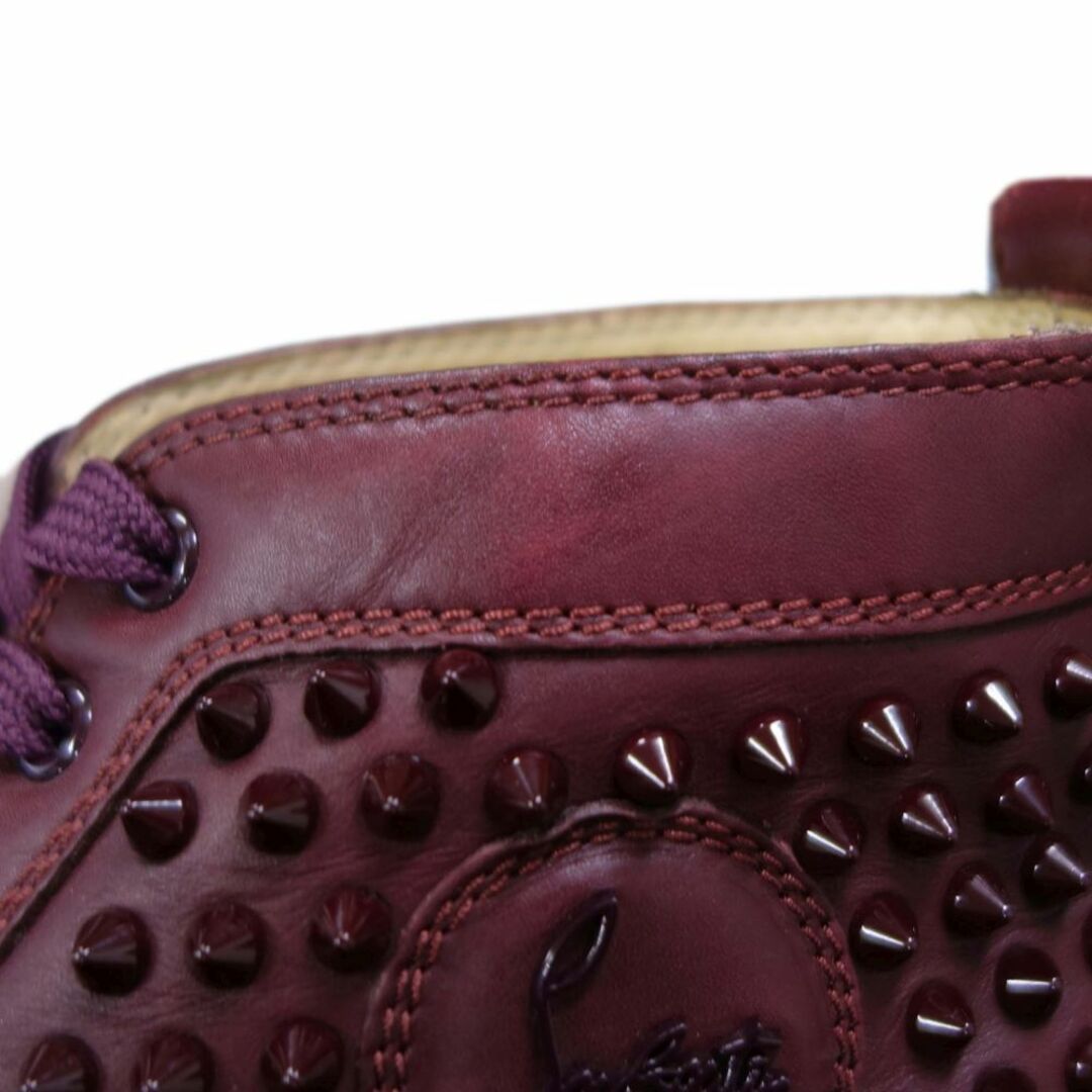 美品 クリスチャンルブタン Christian Louboutin スニーカー LOUIS SPIKES ハイカット カーフレザー シューズ 靴 メンズ 42(27cm相当) ボルドー