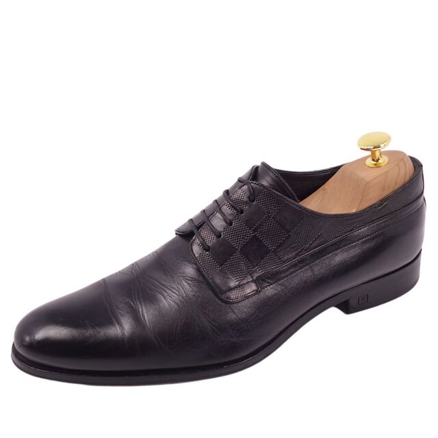 ルイヴィトン LOUIS VUITTON レザーシューズ ビジネスシューズ ダミエ ダービーシューズ 革靴 メンズ 6 1/2(25.5cm相当) ブラック実寸サイズアウトソール
