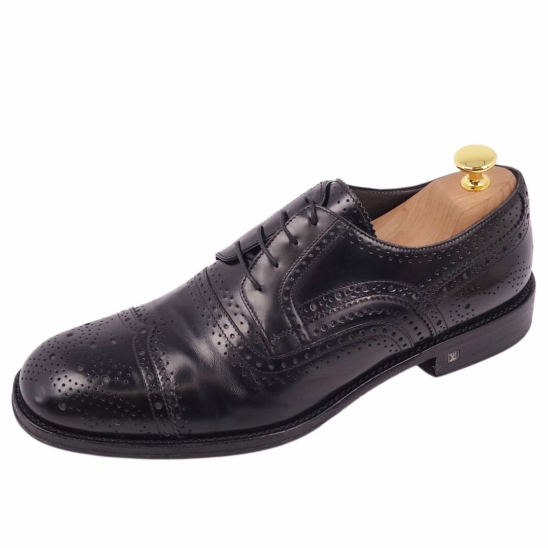 ルイヴィトン LOUIS VUITTON ウィングチップ レザーシューズ ダービーシューズ カーフレザー 革靴 メンズ イタリア製 6 1/2(25.5cm相当) ブラック