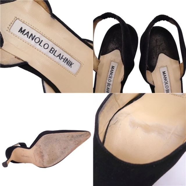 MANOLO BLAHNIK(マノロブラニク)のマノロ・ブラニク Manolo Blahnik パンプス バックストラップ スウェードレザー ヒール シューズ 靴 レディース 36(23cm相当) ブラック レディースの靴/シューズ(ハイヒール/パンプス)の商品写真