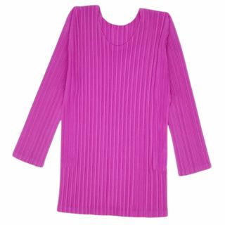 プリーツプリーズイッセイミヤケ(PLEATS PLEASE ISSEY MIYAKE)の美品 プリーツプリーズ イッセイミヤケ PLEATS PLEASE シャツ ブラウス 七分袖 プリーツ 無地 トップス レディース 3(L相当) ピンク(シャツ/ブラウス(半袖/袖なし))