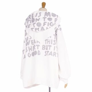 マルタンマルジェラ(Maison Martin Margiela)の美品 メゾンマルジェラ Maison Margiela パーカー 18AW AIDS チャリティー プルオーバー スウェット 長袖 トップス レディース L ホワイト/グレー(パーカー)