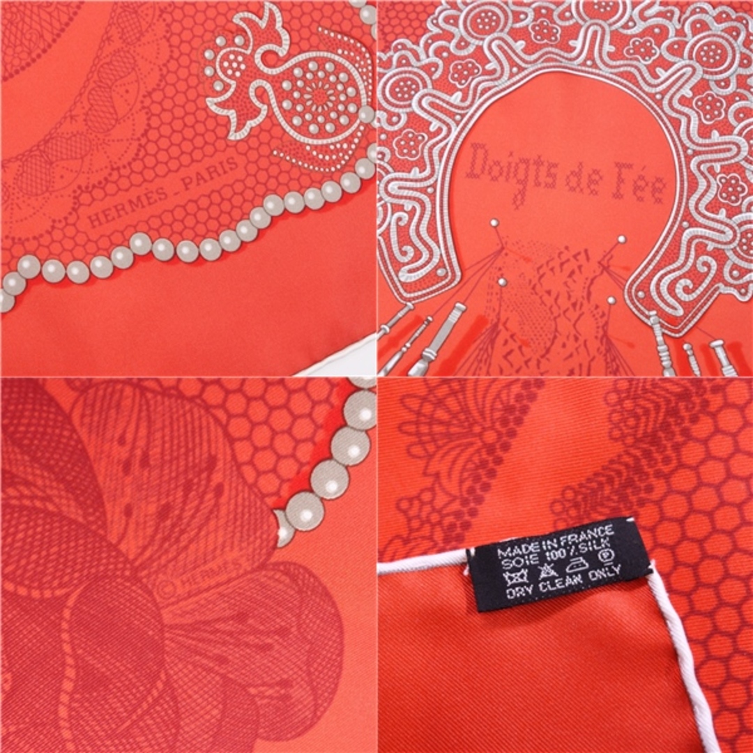 美品 エルメス HERMES スカーフ カレ90 Doigts de Fee 妖精の指 シルク