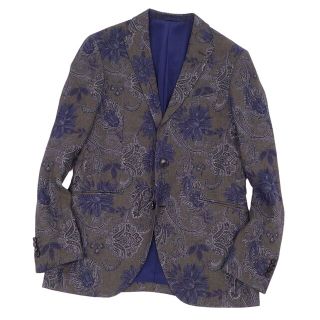 エトロ(ETRO)の美品 エトロ ETRO ジャケット テーラードジャケット ペイズリー シングル 2ボタン メンズ 48(M相当) グレー/ネイビー(テーラードジャケット)