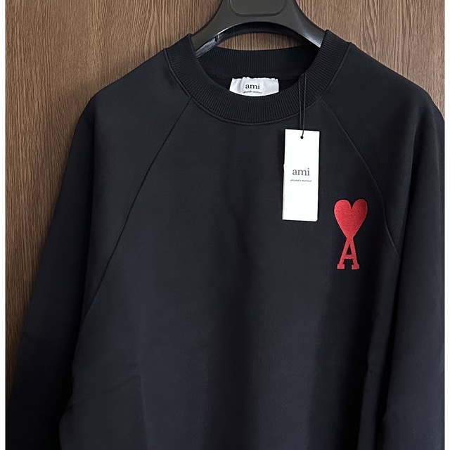 黒XL新品 AMI Paris アミ グラフィック スウェット シャツ ブラック