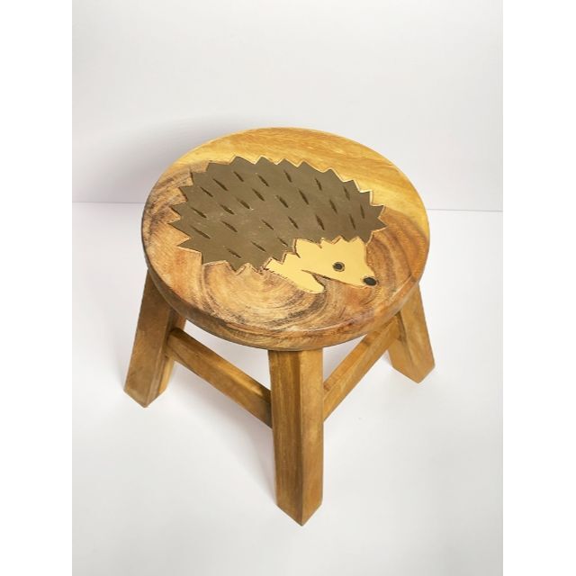 ★新品 木製 スツール ハリネズミ ラウンドスツール 椅子 イス ミニ チェア