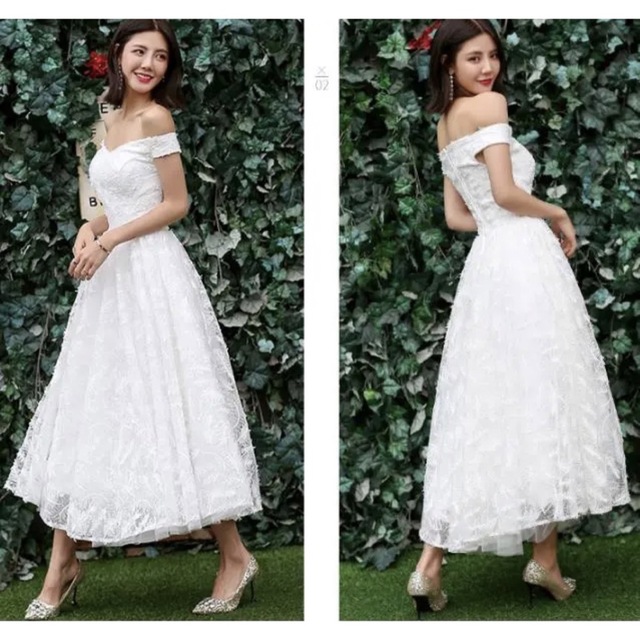 結婚式　ドレス　白　ワンピース　未着用 レディースのフォーマル/ドレス(ロングドレス)の商品写真