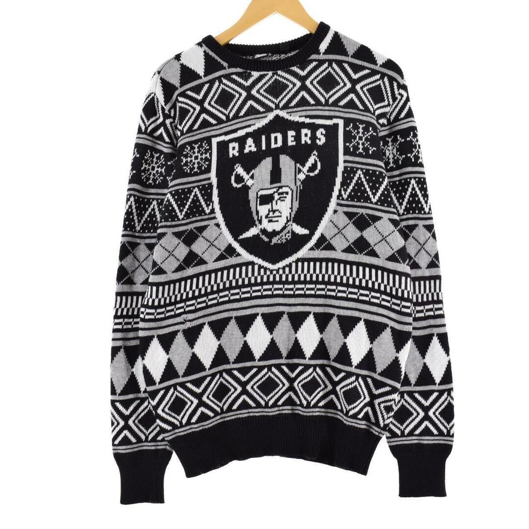 NFL NFL LOS ANGELES RAIDERS ロサンゼルスレイダーズ 総柄 コットンニットセーター メンズM /eaa312690