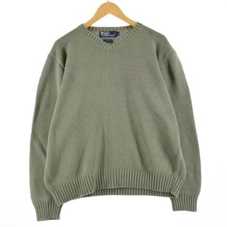 ラルフローレン(Ralph Lauren)の古着 ラルフローレン Ralph Lauren POLO by Ralph Lauren Vネック コットンニットセーター メンズL /eaa312550(ニット/セーター)