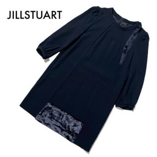 ジルスチュアート(JILLSTUART)のジルスチュアート ワンピース ネイビー リボン シンプルデザイン 2 M 古着(ひざ丈ワンピース)