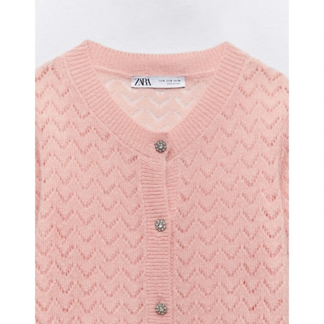 ZARA - 新品 ZARA 今季 オープンニット ビジューボタン ZARA - 新品 ZARA 今季 オープンニット ビジューボタン