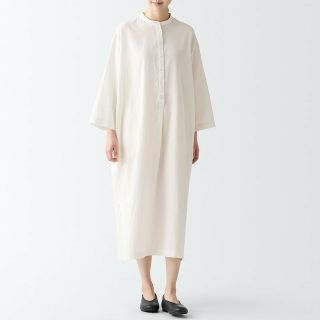 ムジルシリョウヒン(MUJI (無印良品))の〓新品〓 無印良品 ダブルガーゼ ワンピース／Ｌ／アイボリー(ひざ丈ワンピース)