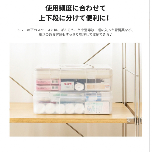 大容量 救急箱 仕切り 2層 くすり 薬入れ ケース 取っ手付き 応急ボックスの通販 by 期間限定半額キャンペーン実施中|ラクマ ♡ミッフィー 仕切り付き収納トレー♡
