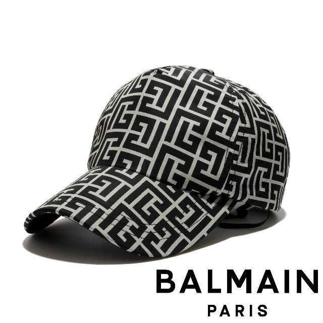 新品 Balmain ロゴ モノグラム キャップ ブラック お得に買い物でき