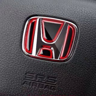  HONDA車用ステアリング　ハンドルエンブレムカスタムステッカー　レッド(車内アクセサリ)