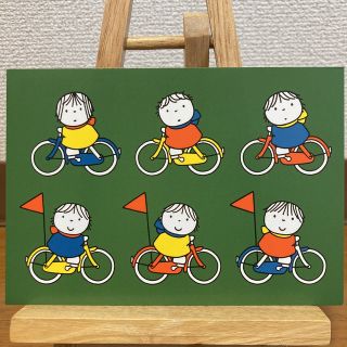 ミッフィー(miffy)のディック・ブルーナ　ポストカード　女の子　シンプル　かわいい　自転車　緑(キャラクターグッズ)