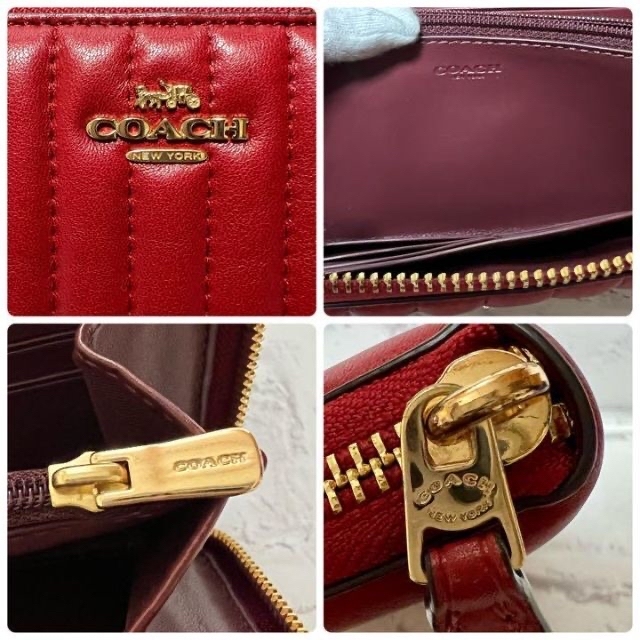 COACH(コーチ)の★手触り柔らか★美品★コーチ　赤　レザー　長財布　ラウンドジップ　ウォレット レディースのファッション小物(財布)の商品写真