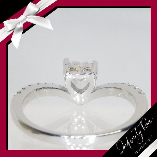 （1112）21号　斜めカット爪留め豪華ハートリング　大人可愛いスワロの指輪 レディースのアクセサリー(リング(指輪))の商品写真