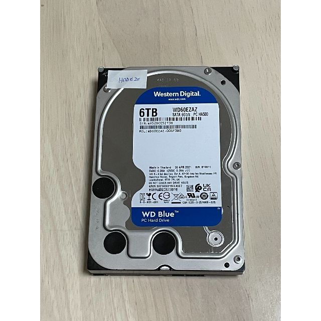 WD内蔵ハードディスク-20：6TB：WDC WD60EZAZ-00SF3B0
