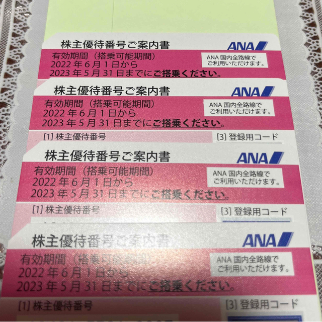 ＡＮＡ株主優待　４枚　期限2023年5月３１日