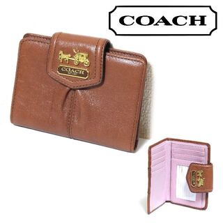 コーチ(COACH)のCOACH コーチ 二つ折り財布 パスケース ブラウン×ピンク 未使用品(財布)