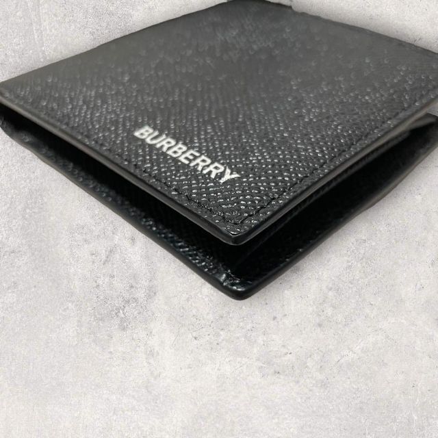 新品未使用 BURBERRY バーバリー レザー 二つ折り財布 ブラック 黒-