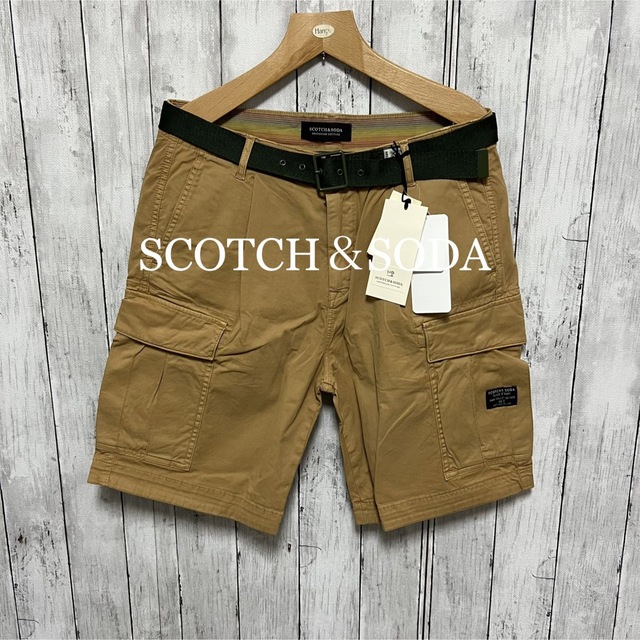 SCOTCH & SODA(スコッチアンドソーダ)の新品！SCOTCH&SODA ベルト付き！ストレッチカーゴショートパンツ！ メンズのパンツ(ショートパンツ)の商品写真