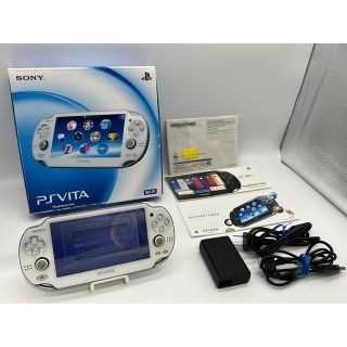 プレイステーションヴィータ(PlayStation Vita)の【ほぼ完品・液晶美品】PS Vita PCH-1000 ホワイト 本体 SONY(携帯用ゲーム機本体)