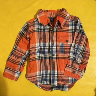 ベビーギャップ(babyGAP)のbabygap チェックシャツ 90cm オレンジ (Tシャツ/カットソー)