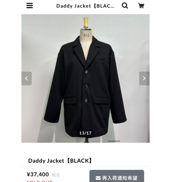 ca-ito  Daddy Jacket【BLACK】 レディースのジャケット/アウター(テーラードジャケット)の商品写真