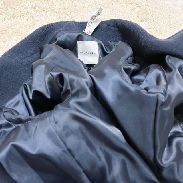 50cm袖口【極美品】レディアゼル ウール配色デザインコート Aライン 美シルエット M