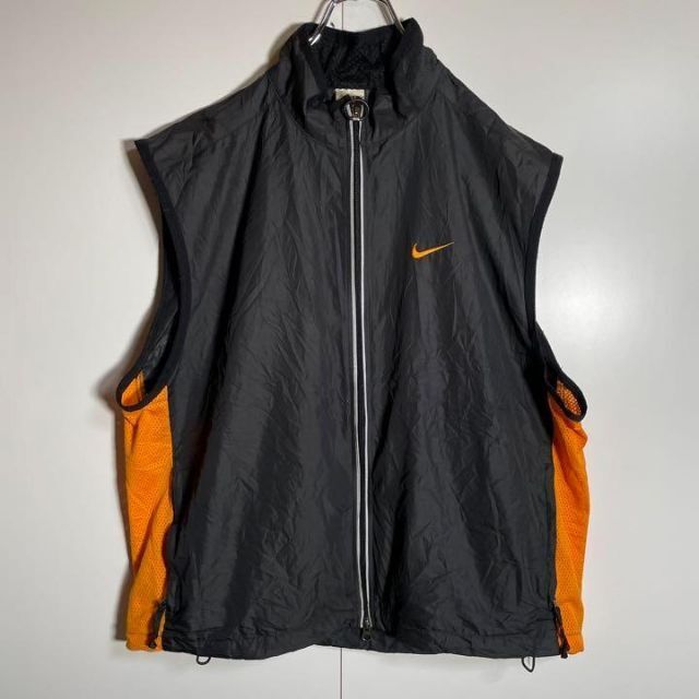 【菅田将暉さん色違い着用】NIKEナイロンベスト古着ワンポイント刺繍ロゴ黒XL - 2