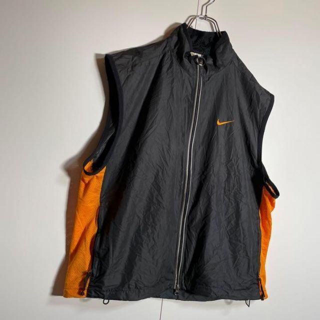 【菅田将暉さん色違い着用】NIKEナイロンベスト古着ワンポイント刺繍ロゴ黒XL - 4