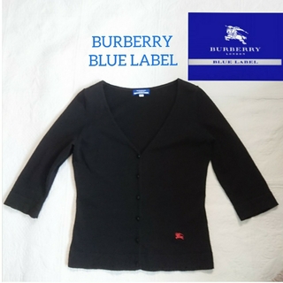 バーバリーブルーレーベル(BURBERRY BLUE LABEL)のバーバリーブルーレーベル カーディガン 七分袖 ブラック 38(カットソー(長袖/七分))