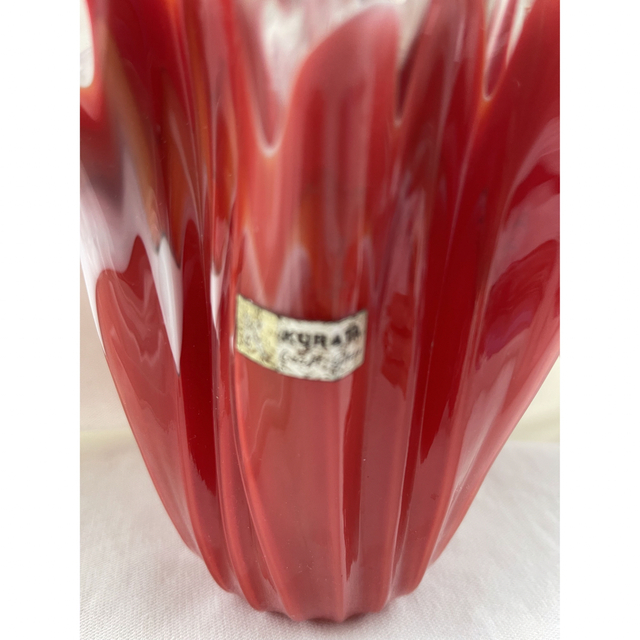 KURATA CRAFT GLASS フラワーベース 花瓶 昭和 ガラス細工　赤