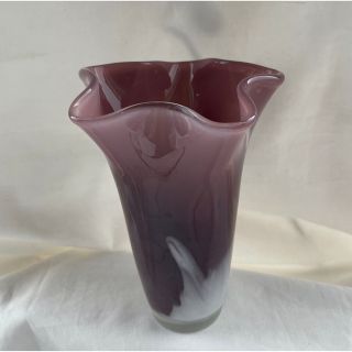 CRAFT GLASS フラワーベース 花瓶 昭和 ガラス細工　パープル(花瓶)