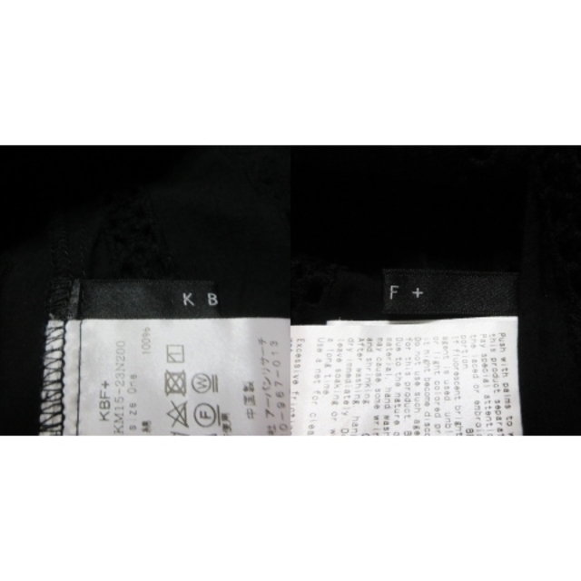 KBF+(ケービーエフプラス)のKBF＋ ブラウス カットワーク キーネック 七分袖 レース 花柄 One 黒 レディースのトップス(その他)の商品写真