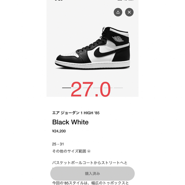 Nike Air Jordan 1 High '85 "Black/White"メンズ