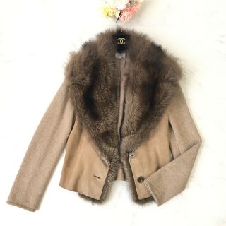 フォクシー(FOXEY)の美品　FOXEY フォクシー　カシミヤ  レザー　ファー　ジャケット(毛皮/ファーコート)