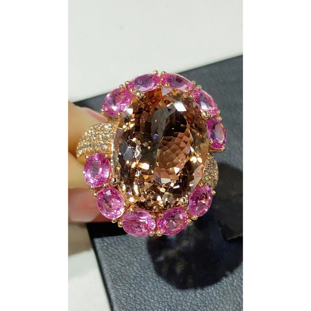 天然モルガナイト  ダイヤ  リング 13.89ct k18 ¥ レディースのアクセサリー(リング(指輪))の商品写真