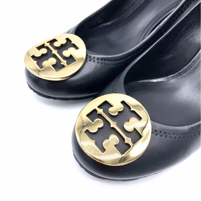 Tory Burch(トリーバーチ)の✨極美品✨トリーバーチ 23cm レザー 黒 ロゴ ウェッジソール23cm /  レディースの靴/シューズ(ハイヒール/パンプス)の商品写真