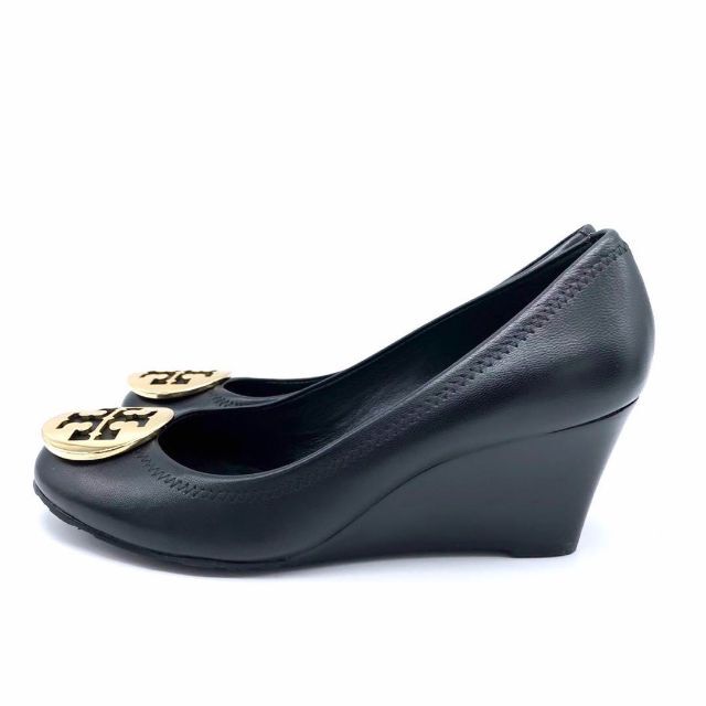 Tory Burch(トリーバーチ)の✨極美品✨トリーバーチ 23cm レザー 黒 ロゴ ウェッジソール23cm /  レディースの靴/シューズ(ハイヒール/パンプス)の商品写真