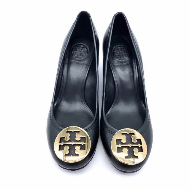 Tory Burch(トリーバーチ)の✨極美品✨トリーバーチ 23cm レザー 黒 ロゴ ウェッジソール23cm /  レディースの靴/シューズ(ハイヒール/パンプス)の商品写真