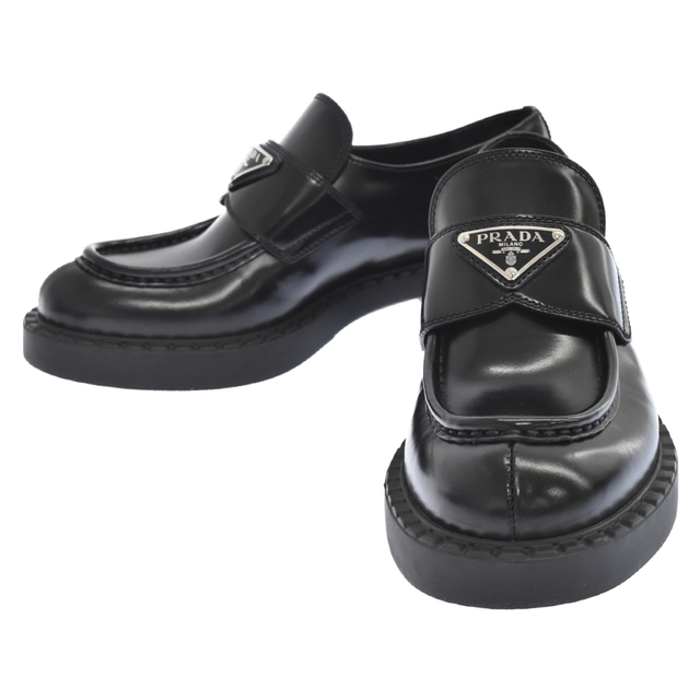 PRADA(プラダ)のPRADA プラダ チョコレート ブランドロゴパッチ付き レザー ローファ レディース ブラック 1D246M レディースの靴/シューズ(ローファー/革靴)の商品写真