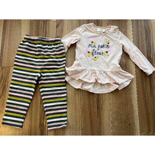 kate spade new york(ケイトスペードニューヨーク)の値下げ　kate spade kids 90 長袖Tシャツ　レギンスセットアップ キッズ/ベビー/マタニティのキッズ服女の子用(90cm~)(Tシャツ/カットソー)の商品写真