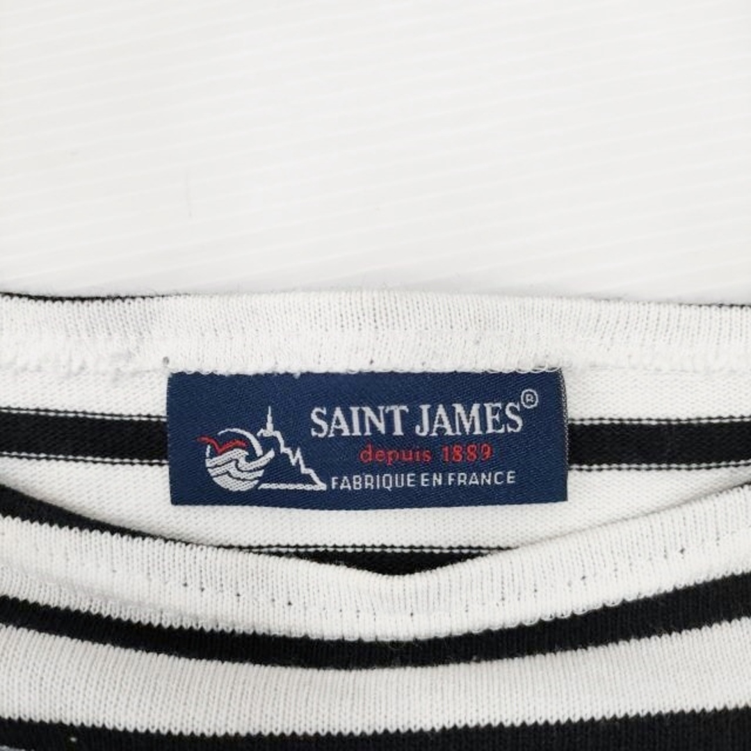 SAINT JAMES(セントジェームス)のSAINT JAMES ウェッソン コットン ボーダー 長袖 ボートネック INTL XS カットソー ホワイト ブラック レディース セントジェームス【中古】3-0202M◎ レディースのトップス(カットソー(長袖/七分))の商品写真