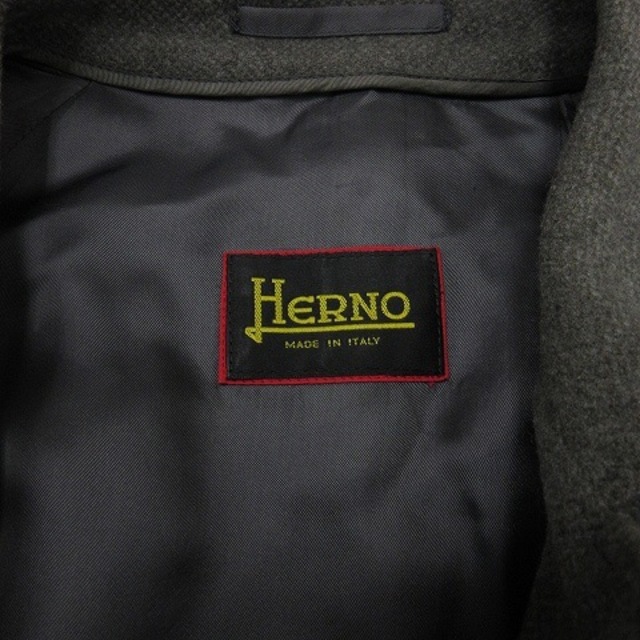 HERNO(ヘルノ)のヘルノ ステンカラー コート ロング カシミヤ 裏地乗馬プリント グレージュ系 メンズのジャケット/アウター(その他)の商品写真